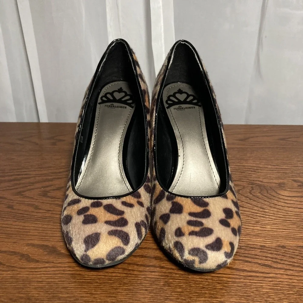 Fergalicious Utopia Fur Cheetah Print Leopard Going Out Pumps Heel Womens 8.5